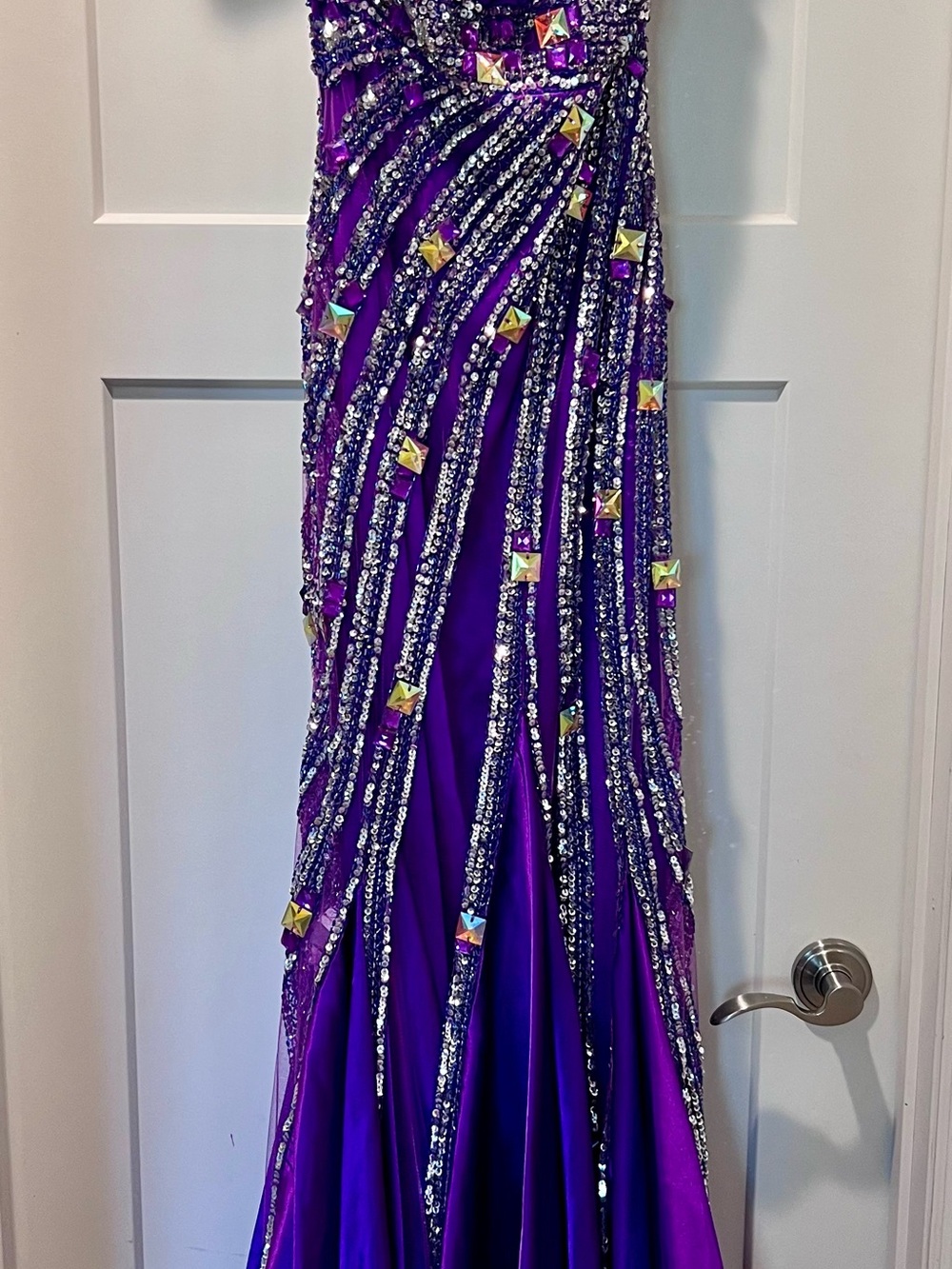 Tiffany Designs One-Shoulder Purple Evening Gown - Picture 2 of 8